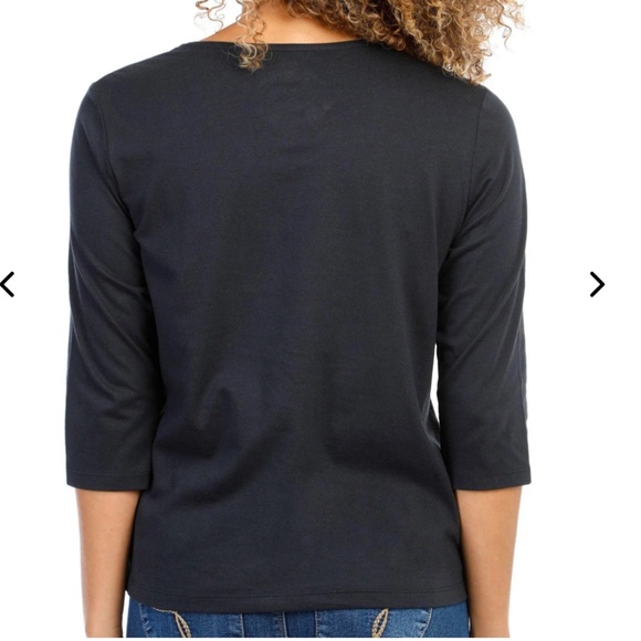 NWT! Coral Bay Women’s Christmas Black & Red Jeweled Cardinals 3/4 Sleeve Top PM - Picture 5 of 12